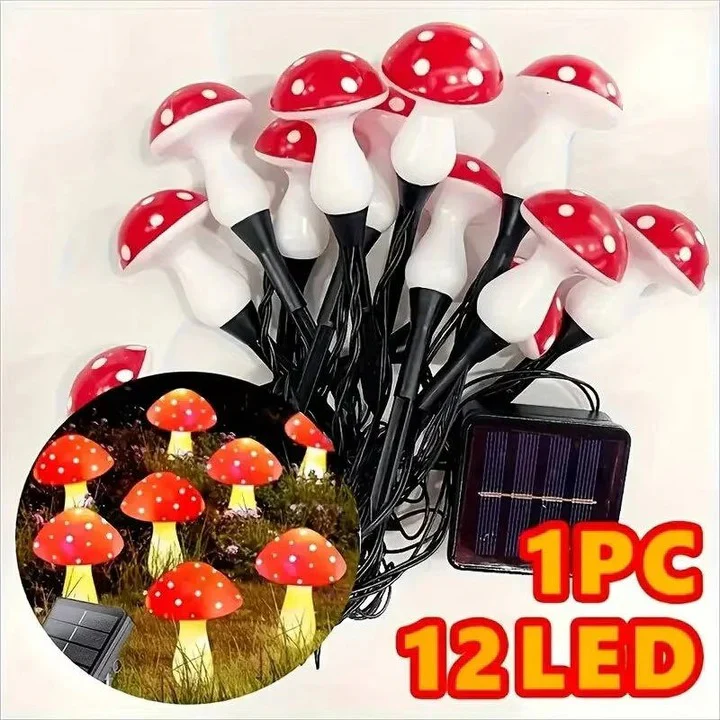 Solar Powered LED Mushroom Garden Lights with Ground Stakes - Image 9