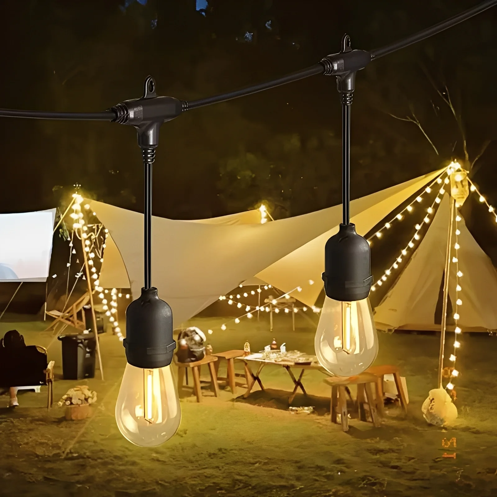 Outdoor LED String Lights with E27 Sockets and 220V Power - Image 3