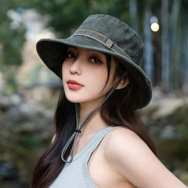 Outdoor Brimmed Bucket Hat With Adjustable Strap and Vent Panels - Image 2