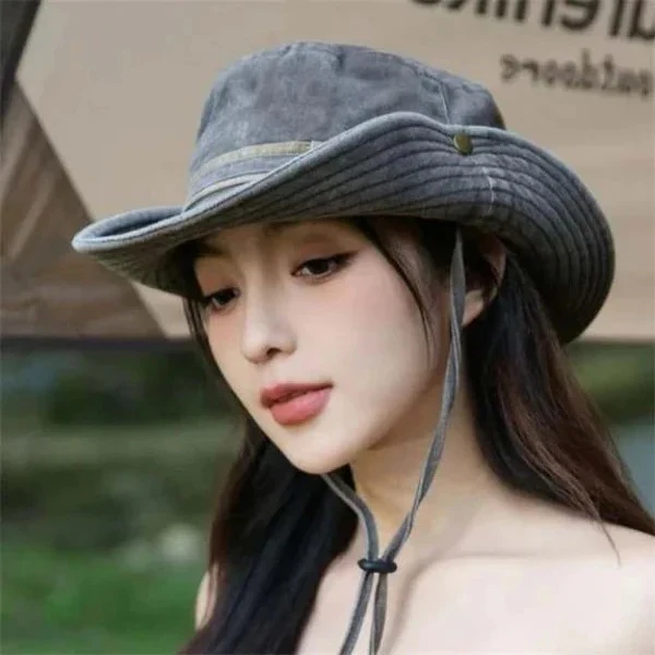 Outdoor Brimmed Bucket Hat With Adjustable Strap and Vent Panels - Image 5