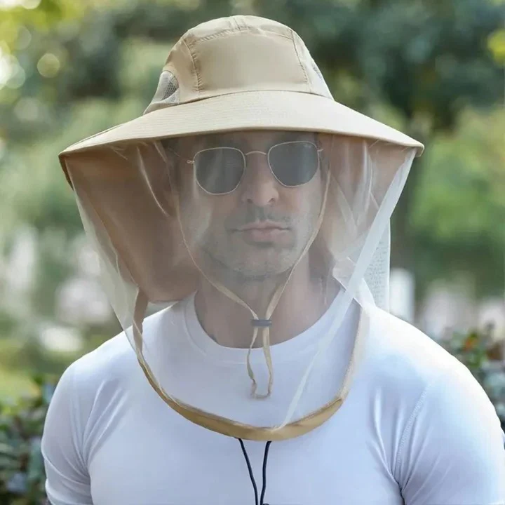 Outdoor Wide Brim Hat with Mesh Net for Sun and Insect Protection - Image 3