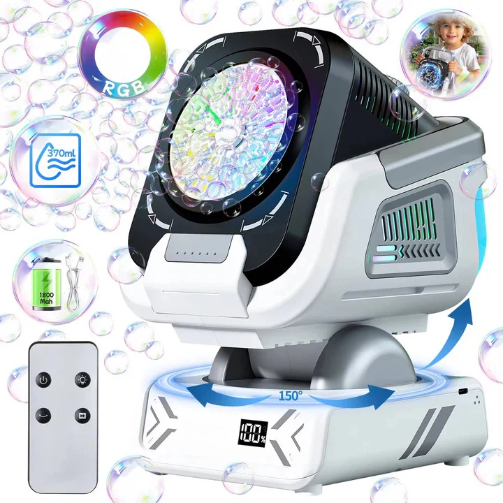 Bubble Blower with LED Lights and Rotating Base - Image 2