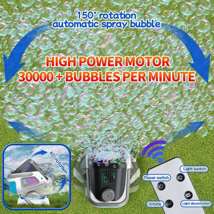 Bubble Blower with LED Lights and Rotating Base - Image 3
