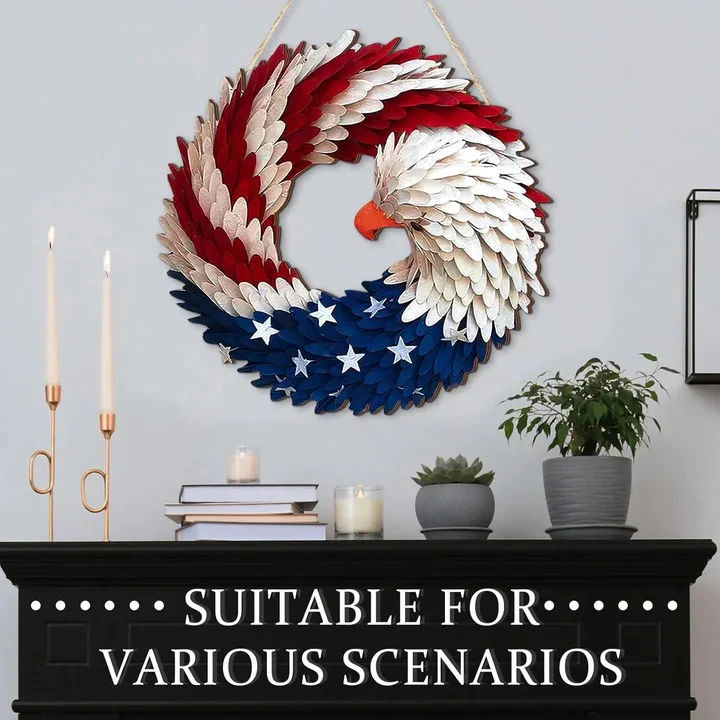 Wooden Patriotic Eagle Wreath for Independence Day Decor - Image 5