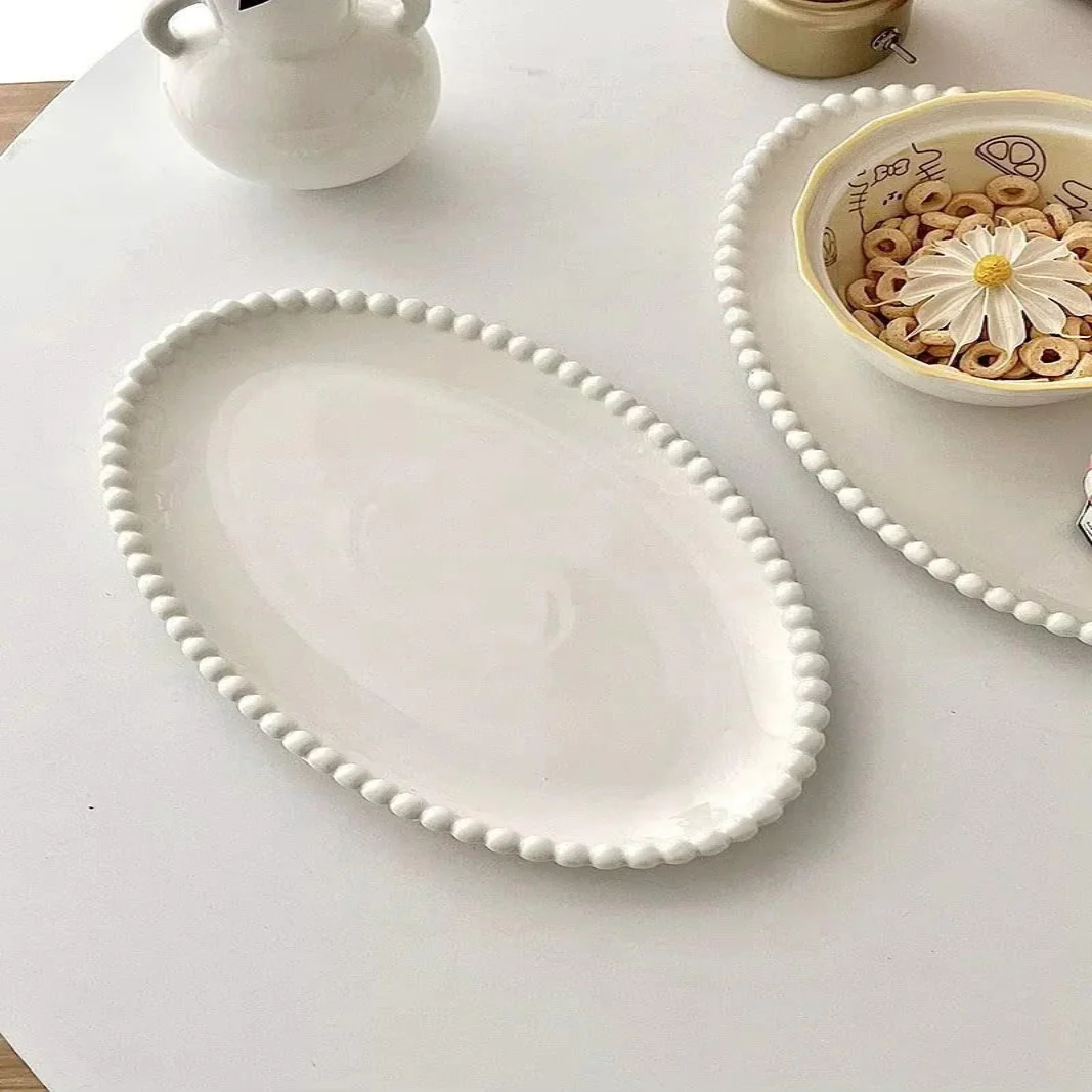 Ceramic Dinnerware with Pearl-Style Beaded Rim - Image 2