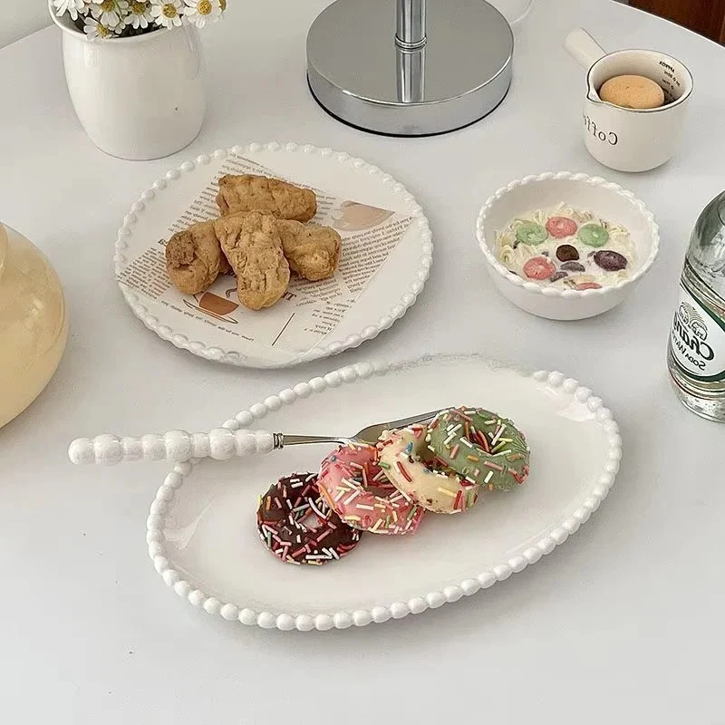 Ceramic Dinnerware with Pearl-Style Beaded Rim - Image 4
