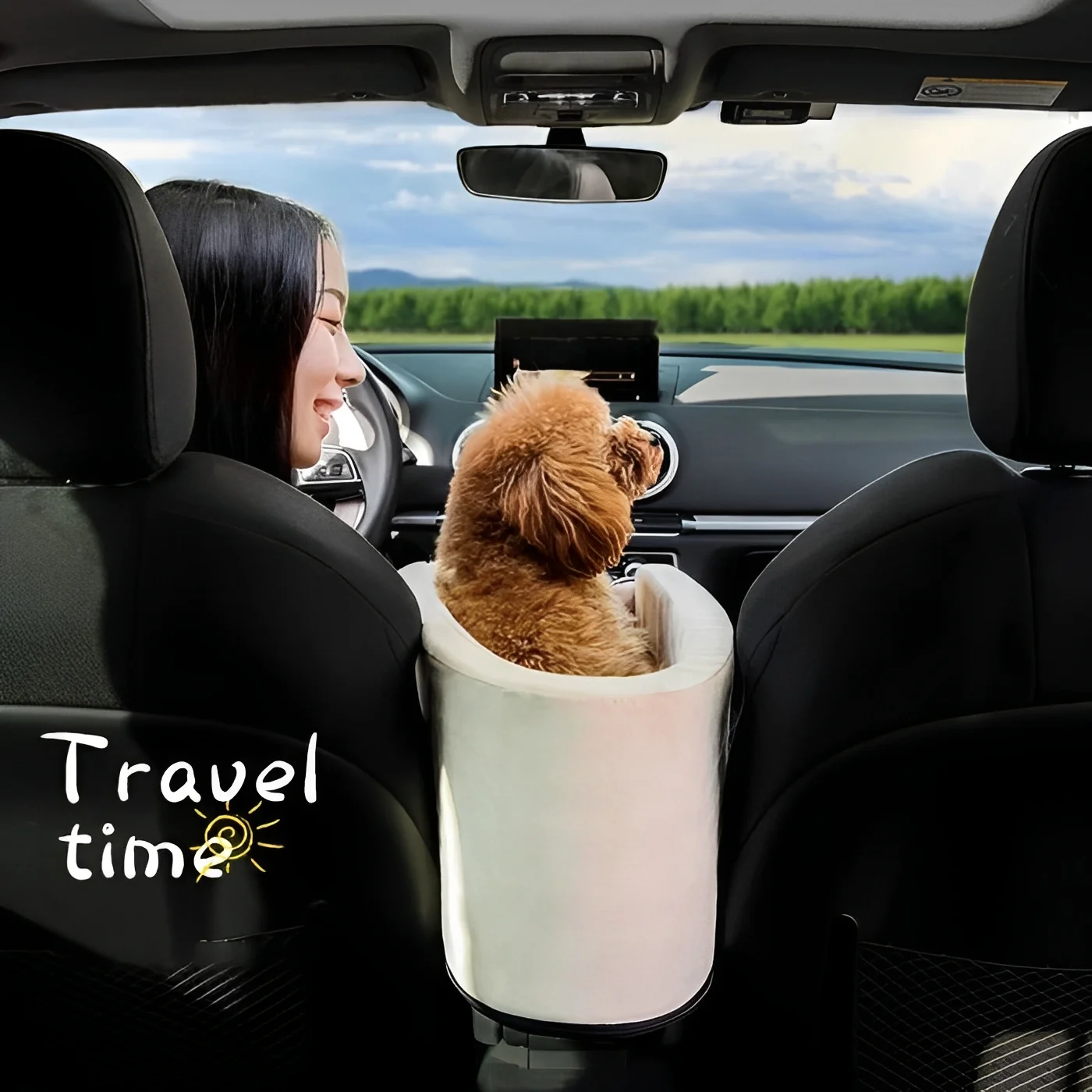 Compact Pet Travel Seat for Cars, Armrest Mount, Zipper Closure, Small Pets - Image 3