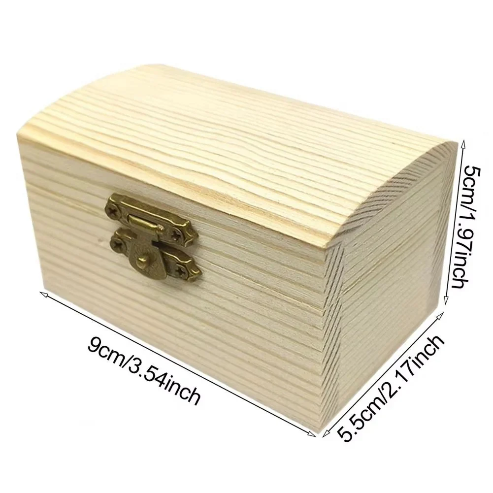 Pine Wood Treasure Chest with Hinged Lid and Locking Clasp for DIY Projects - Image 7