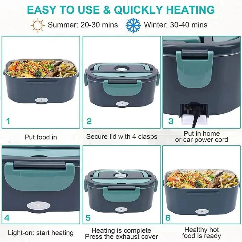 Plug-In Electric Heated Lunch Box with Insulated Container for Car Office and Travel Meals - Image 7