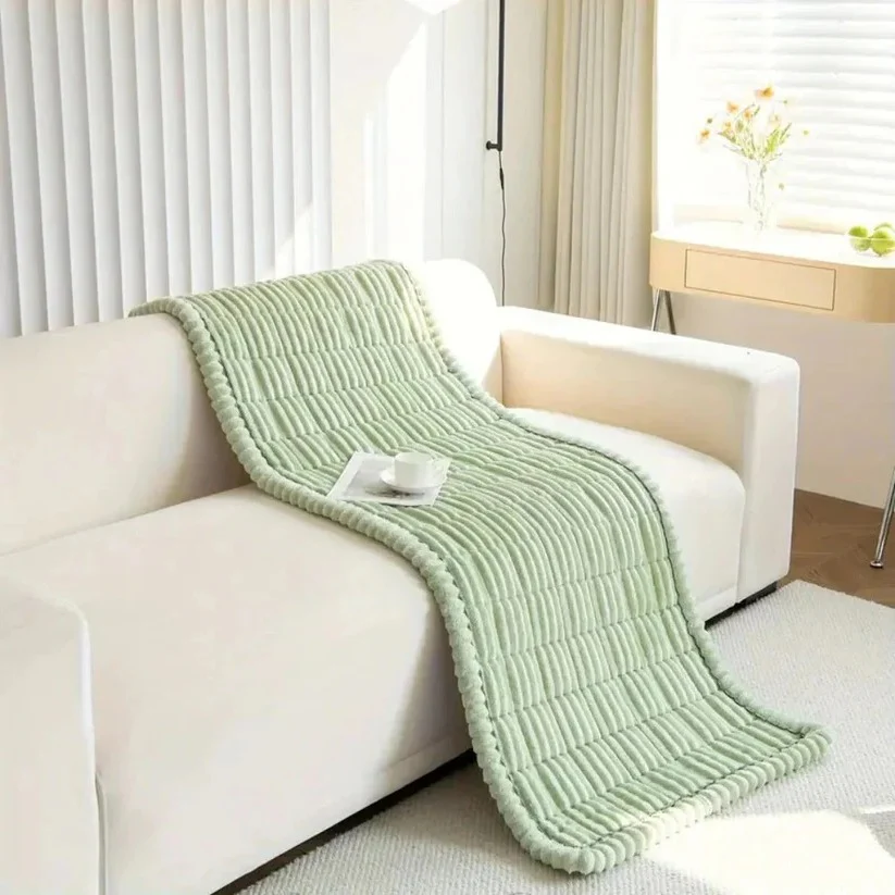Plush Sofa Slipcover with Pleated Skirt Design - Image 11