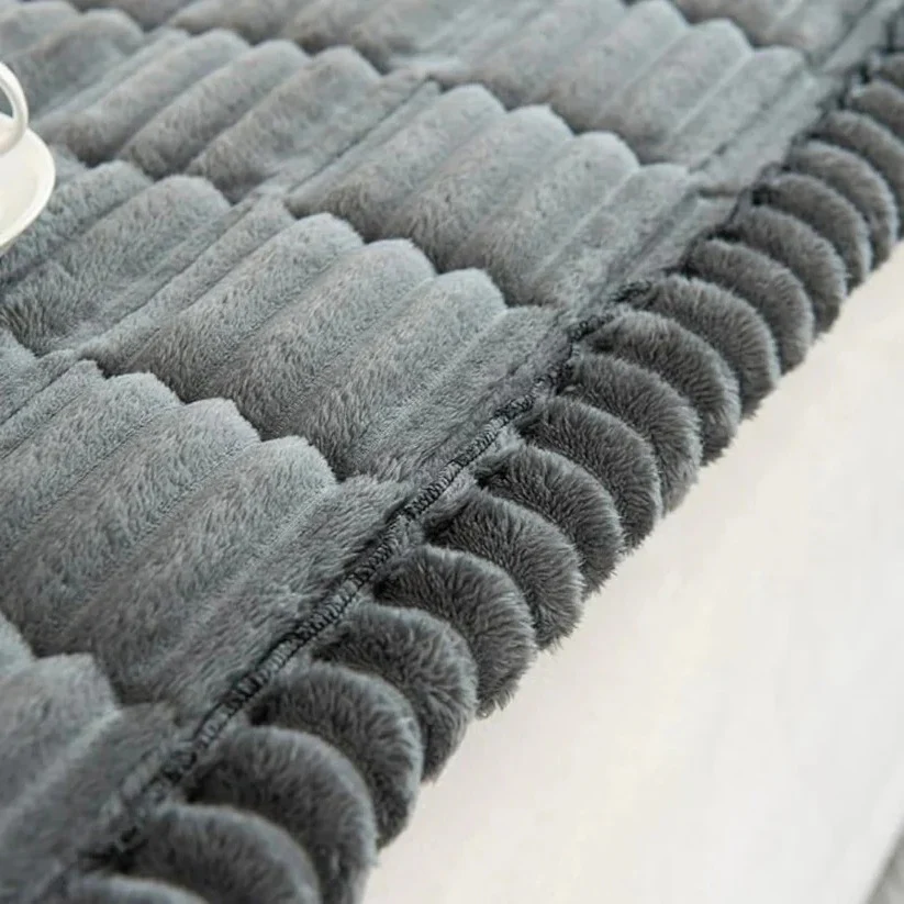 Plush Sofa Slipcover with Pleated Skirt Design - Image 8