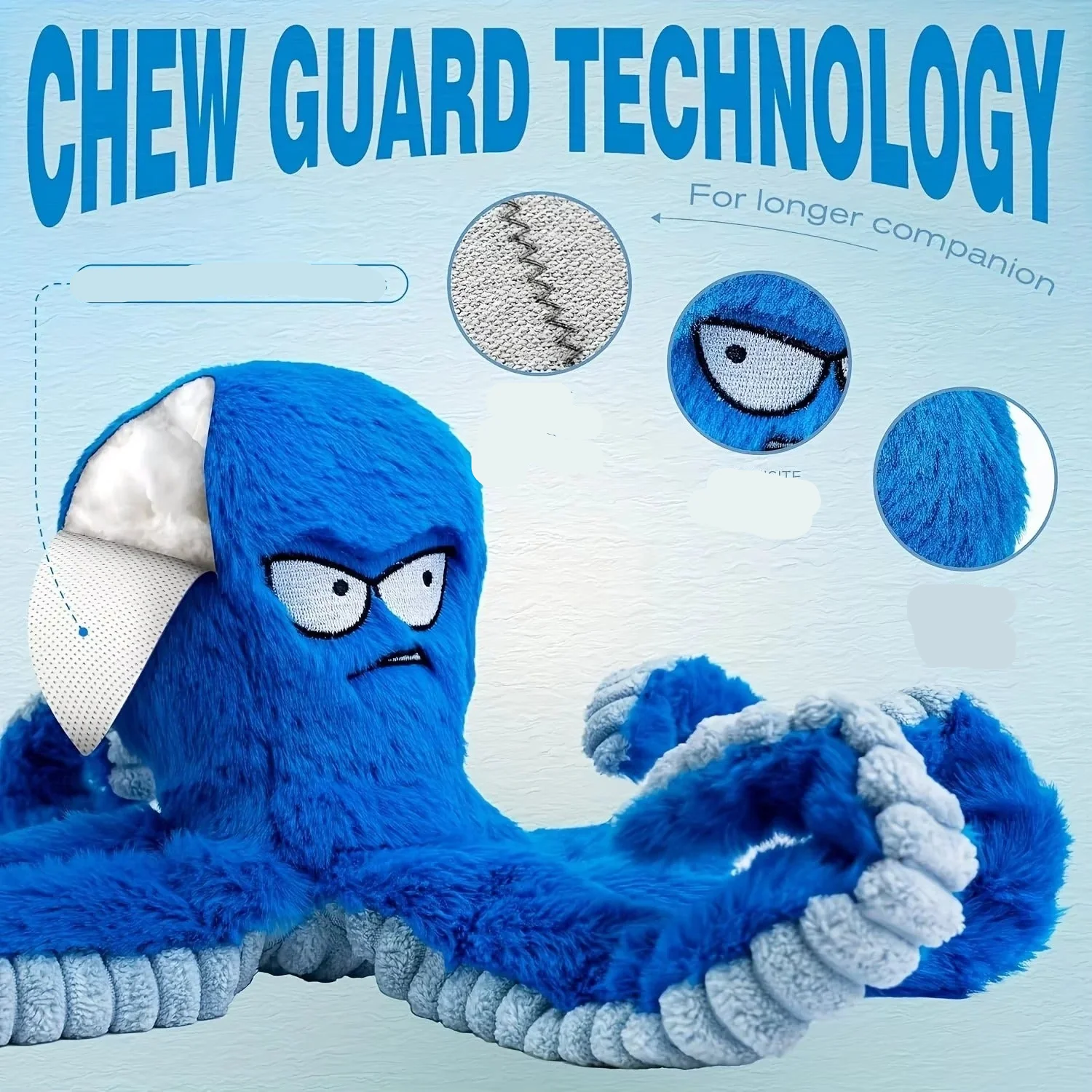 Plush Octopus Shaped Pet Toy with Sound Feature - Image 4