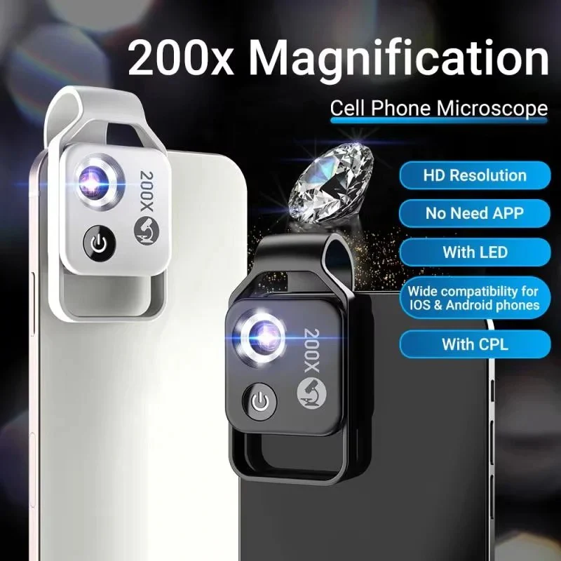 Portable 200X Smartphone Microscope Lens and Universal Clip - Image 4