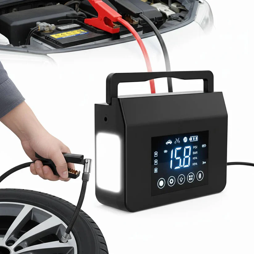 Portable Car Jump Starter with Built In Tire Air Compressor and Digital Screen - Image 2