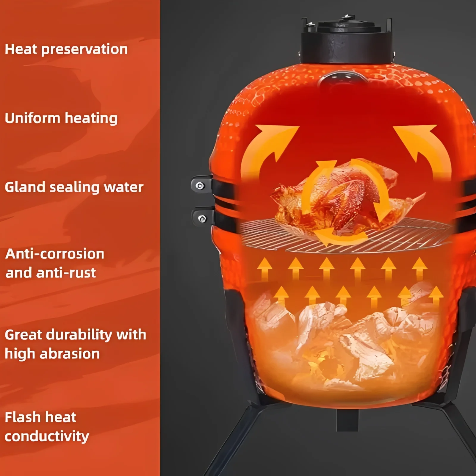 Portable Ceramic Charcoal Grill and 13 Inch Outdoor BBQ Stand - Image 5