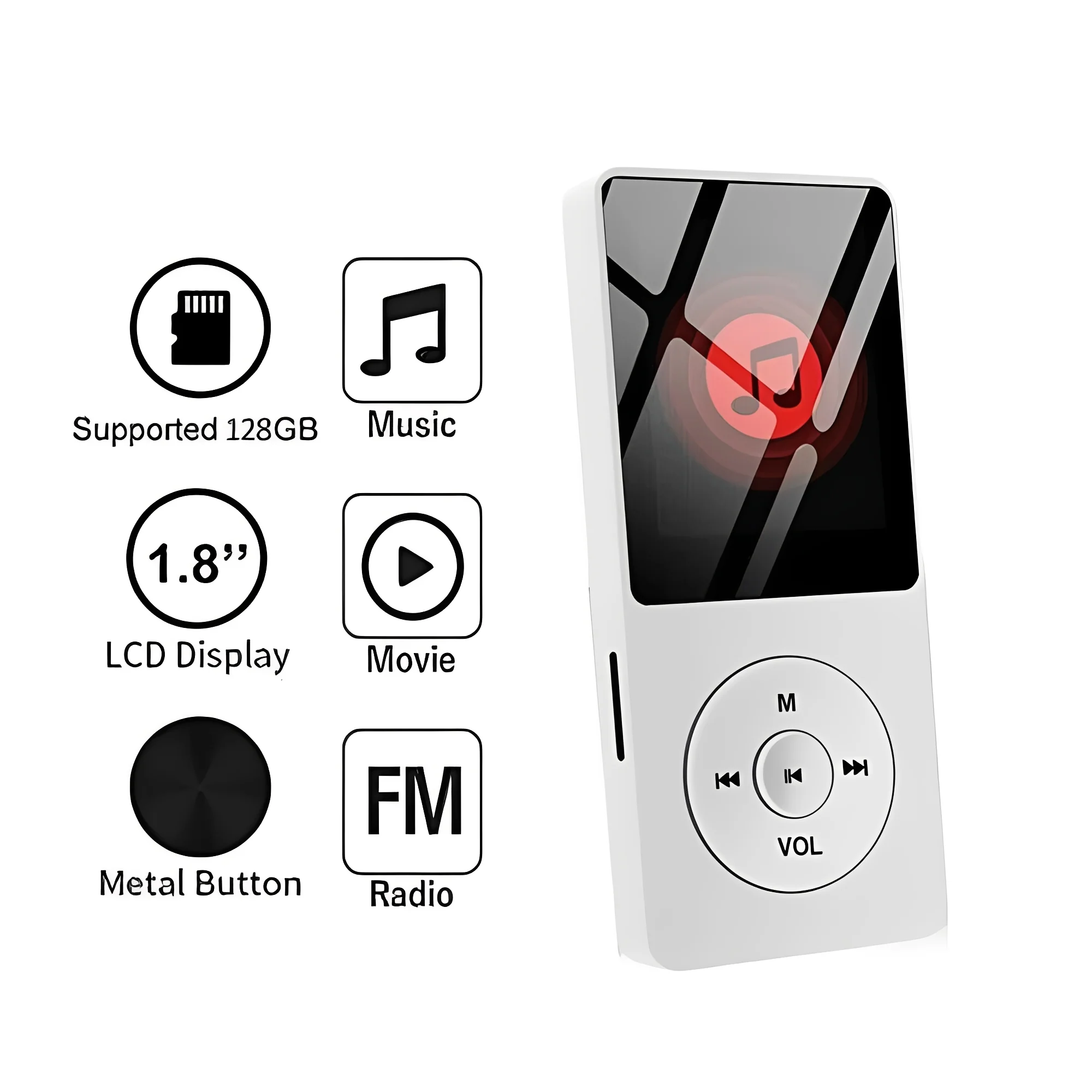 Portable High Fidelity Music Player with 1.8 Inch Screen and Bluetooth Connectivity - Image 3