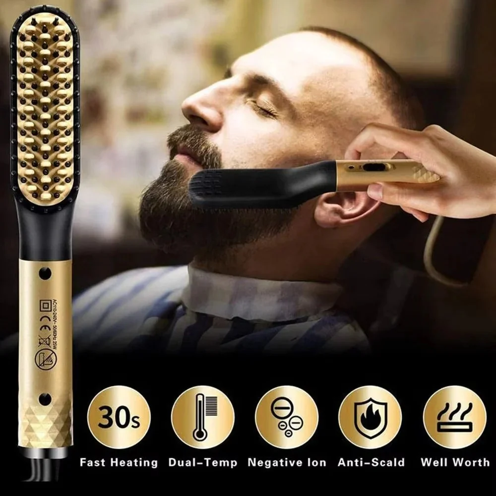 Portable Mini Beard Straightening Brush with Ceramic Heating Technology - Image 5