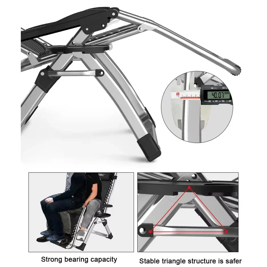 Portable Outdoor Folding Lounge Chair and Reclining Patio Seat and Cup Holder - Image 3