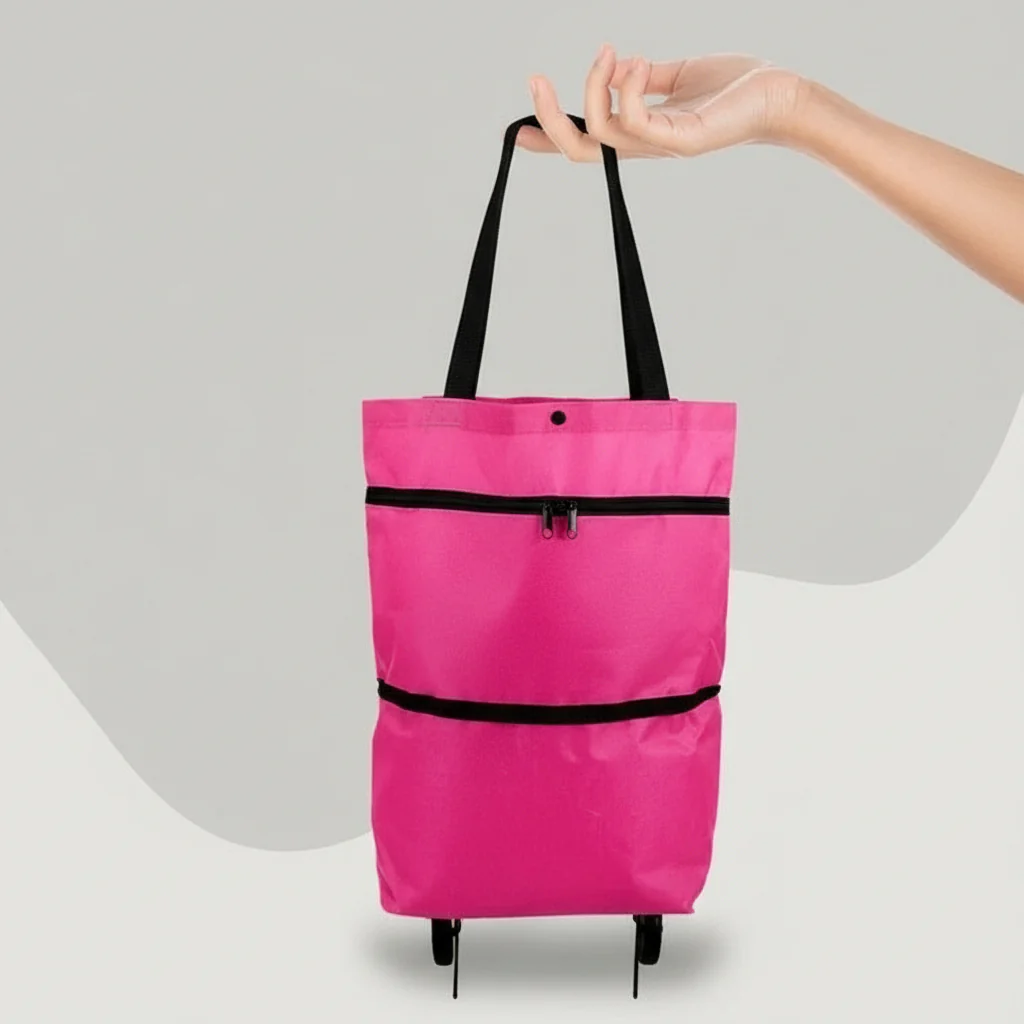 Foldable Rolling Shopping Bag and Utility Tote with Wheels - Image 5
