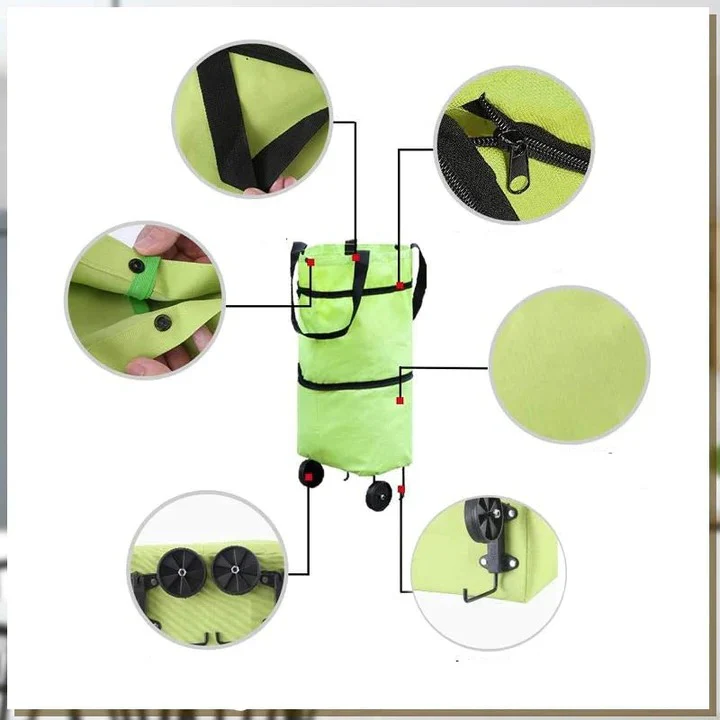 Foldable Rolling Shopping Bag and Utility Tote with Wheels - Image 8