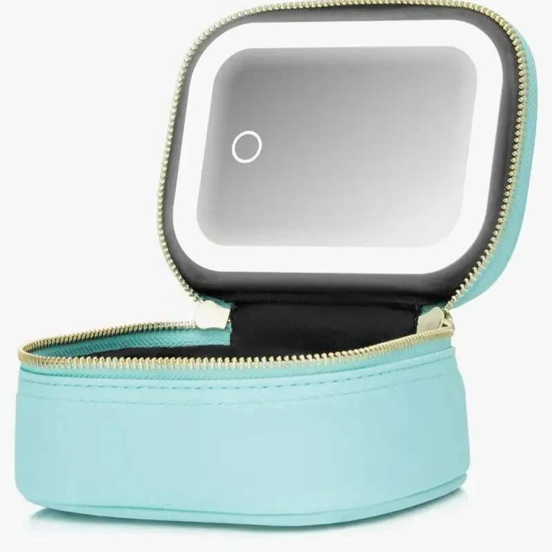 Portable Travel Cosmetic Case with Adjustable LED Mirror and Organizer - Image 4