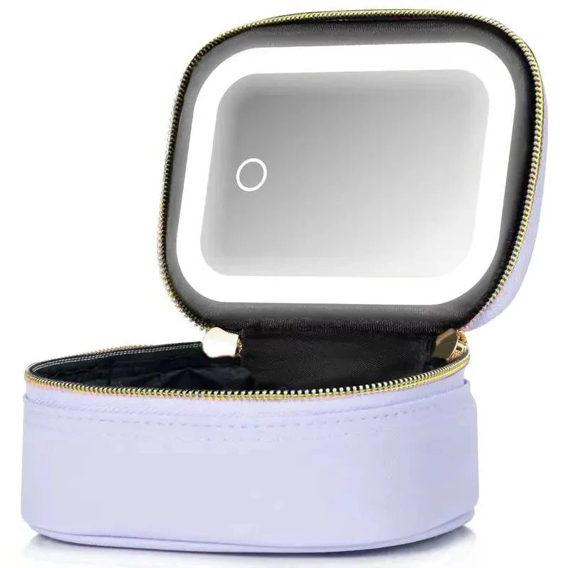 Portable Travel Cosmetic Case with Adjustable LED Mirror and Organizer - Image 5