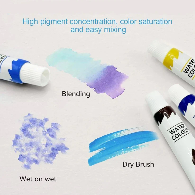 Portable Travel Watercolor Set with Mini Palette, Paint Brush and Sketchbook - Image 5