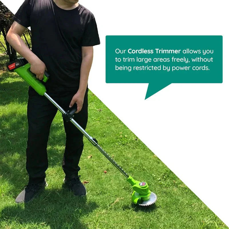 Battery Powered Cordless Grass Trimmer with Wheels and 3 Blade Types - Image 12