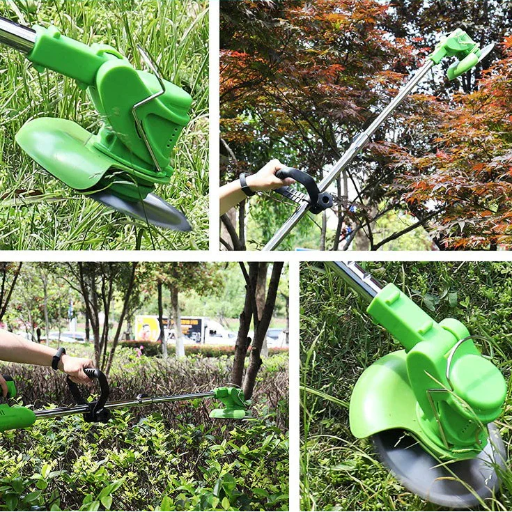 Battery Powered Cordless Grass Trimmer with Wheels and 3 Blade Types - Image 3