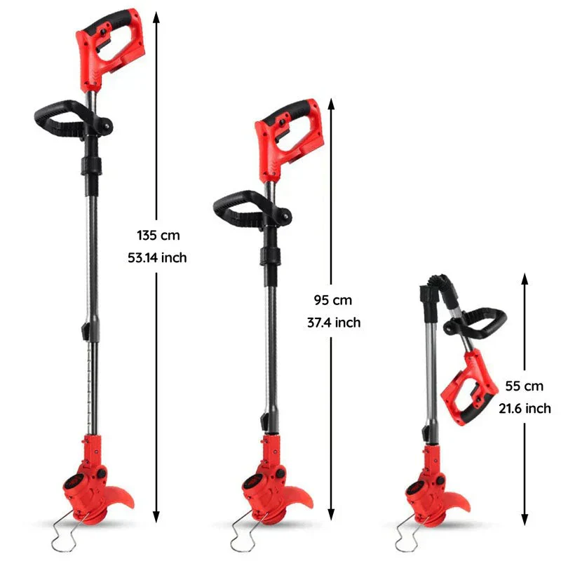 Battery Powered Cordless Grass Trimmer with Wheels and 3 Blade Types - Image 6