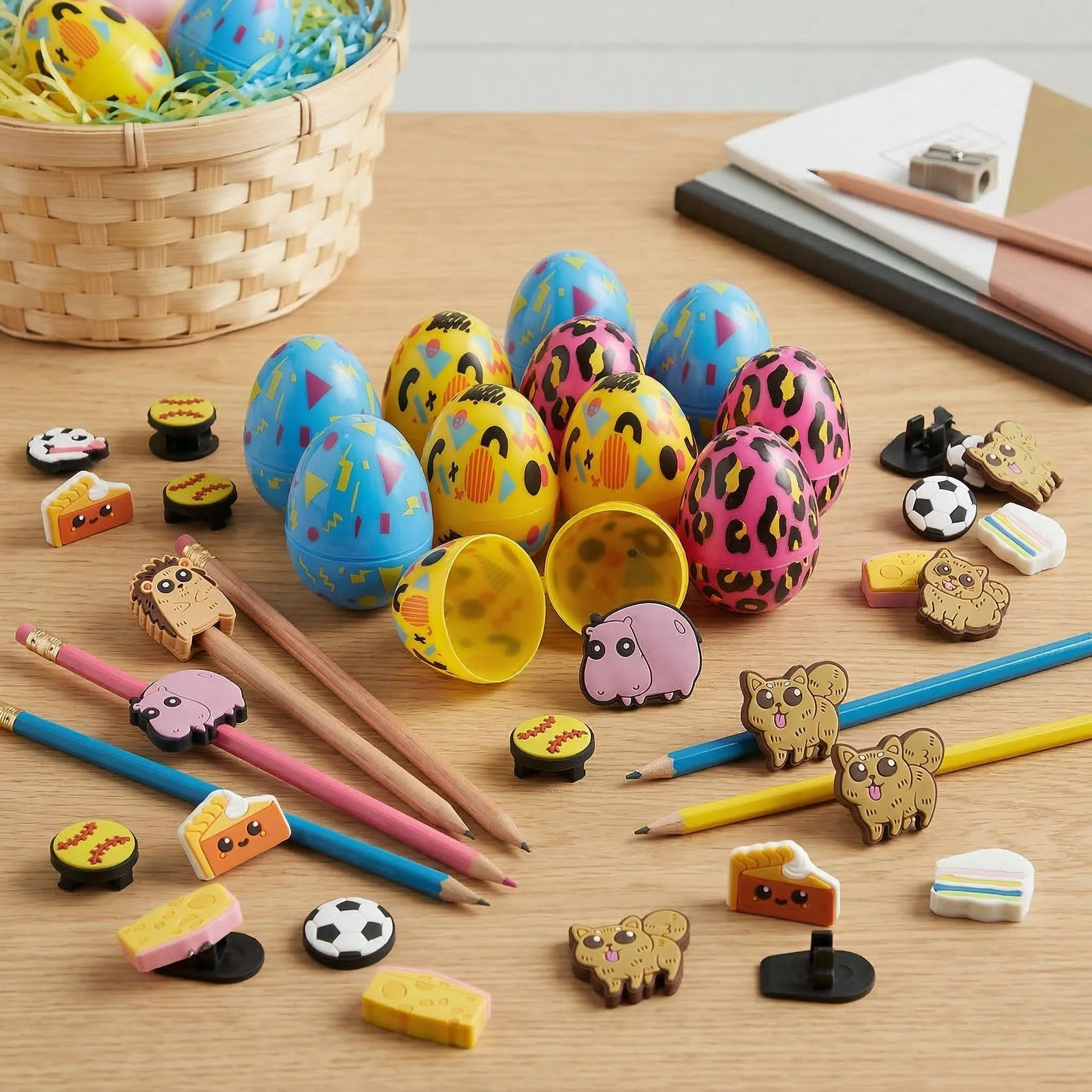 Pre Filled Easter Eggs with Pencil Charms, 24-Pack Hunt Fillers - Image 4