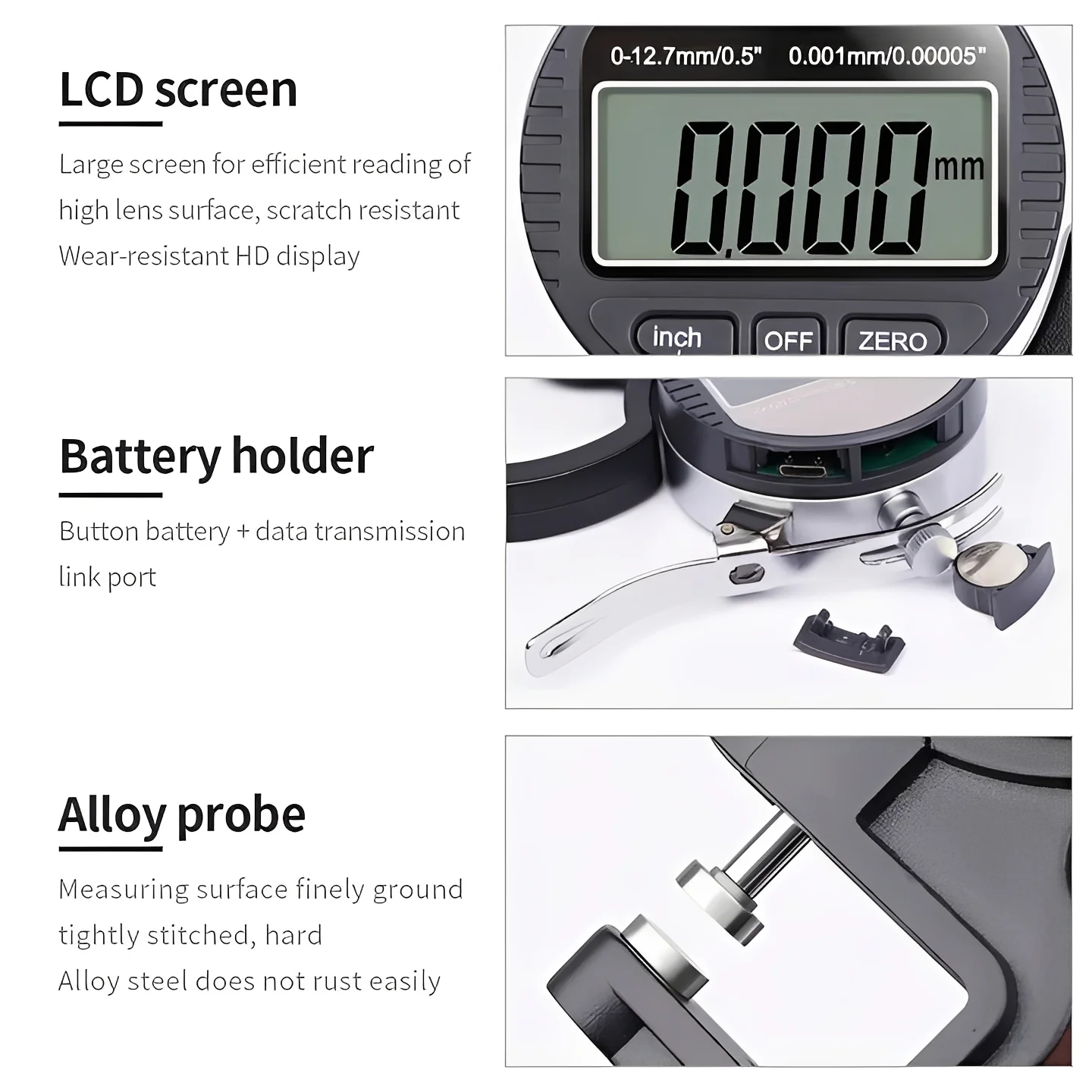 Handheld Digital Thickness Measuring Tool with Digital Display - Image 4