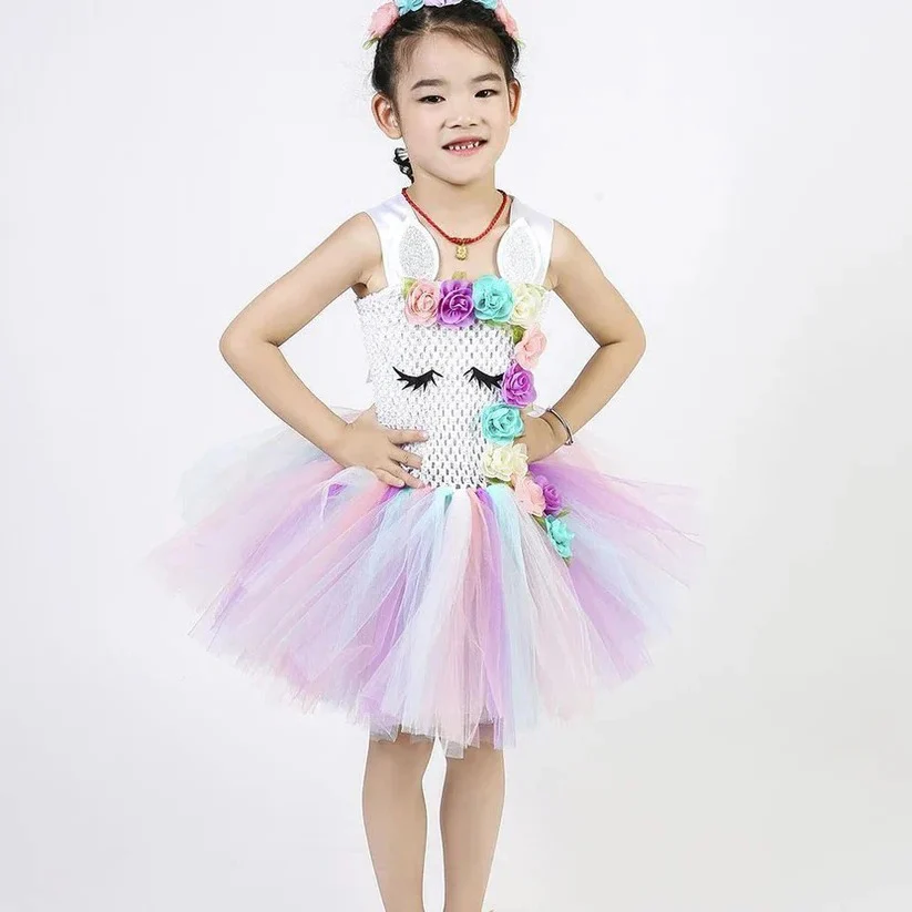 Unicorn Tulle Dress for Girls with Matching Headband - Image 12
