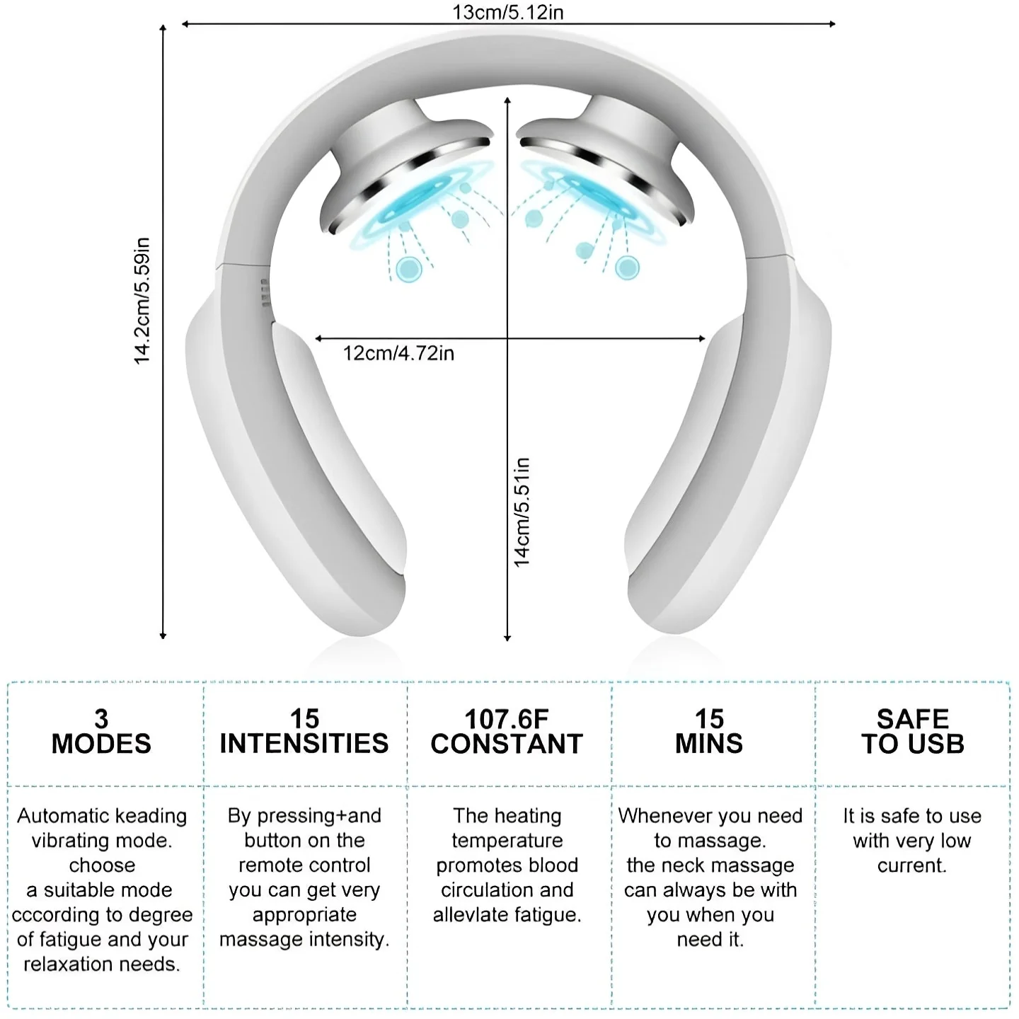 Rechargeable Neck Massager with Heat and Adjustable Pulse Modes - Image 4