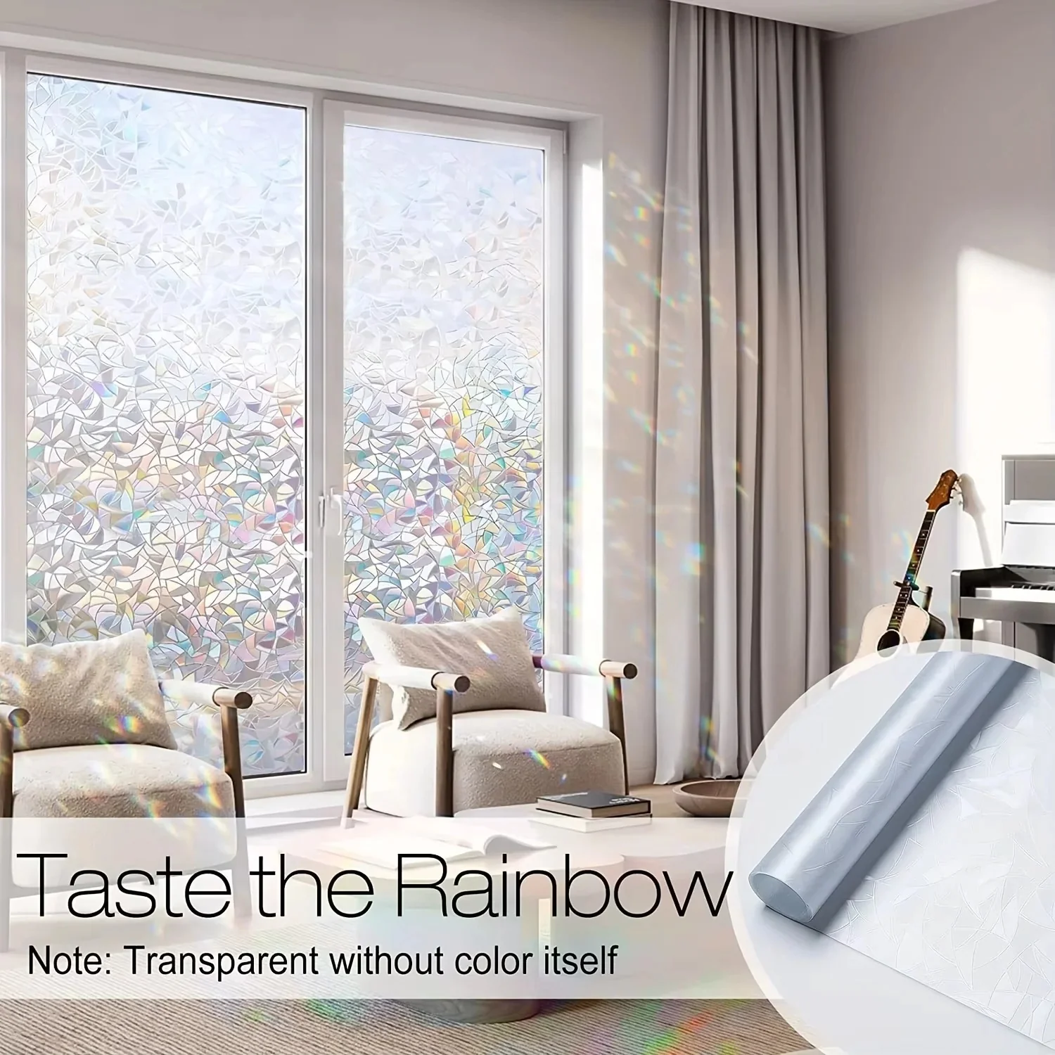 Rainbow Style Static Cling Window Film with Rainbow Design - Image 2