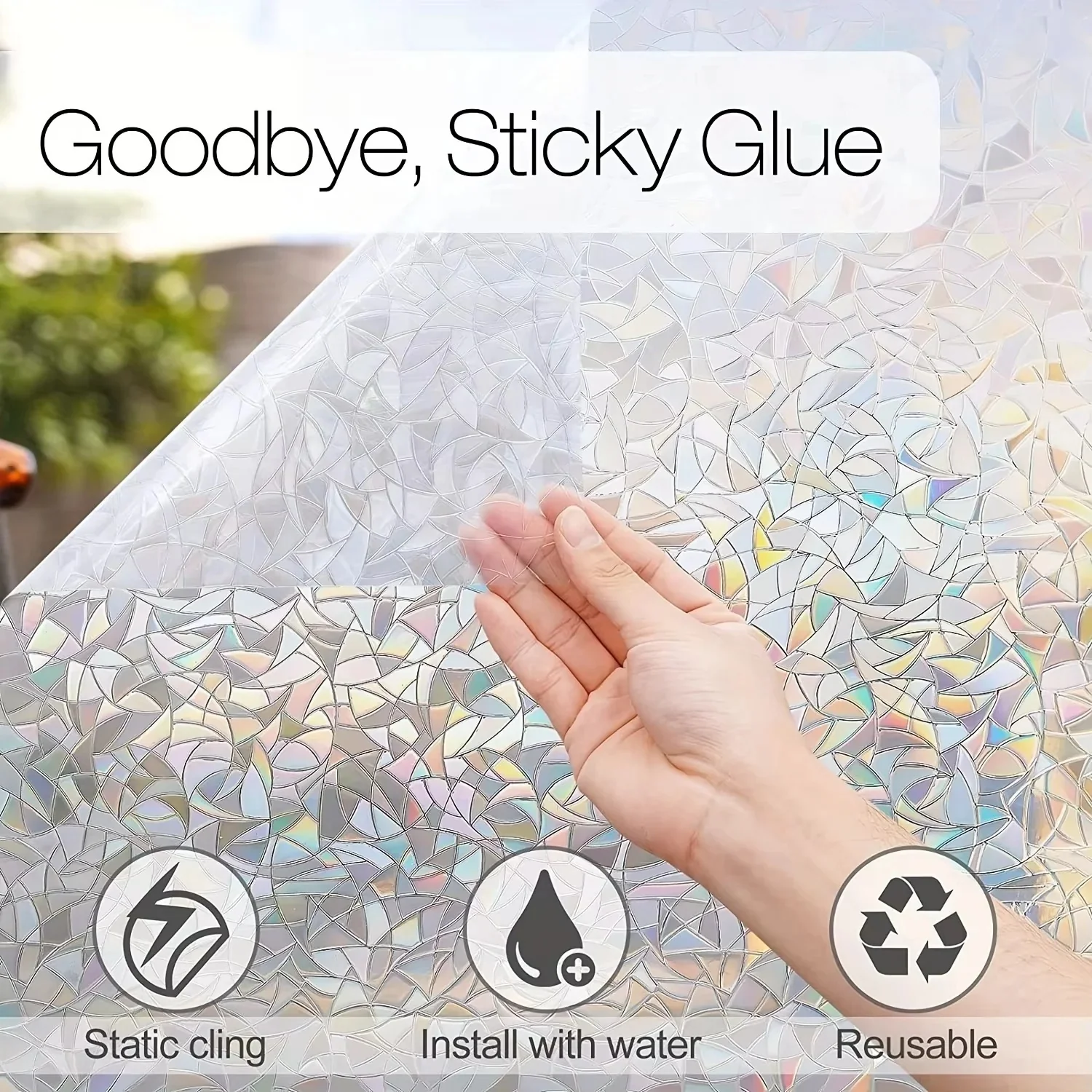 Rainbow Style Static Cling Window Film with Rainbow Design - Image 3
