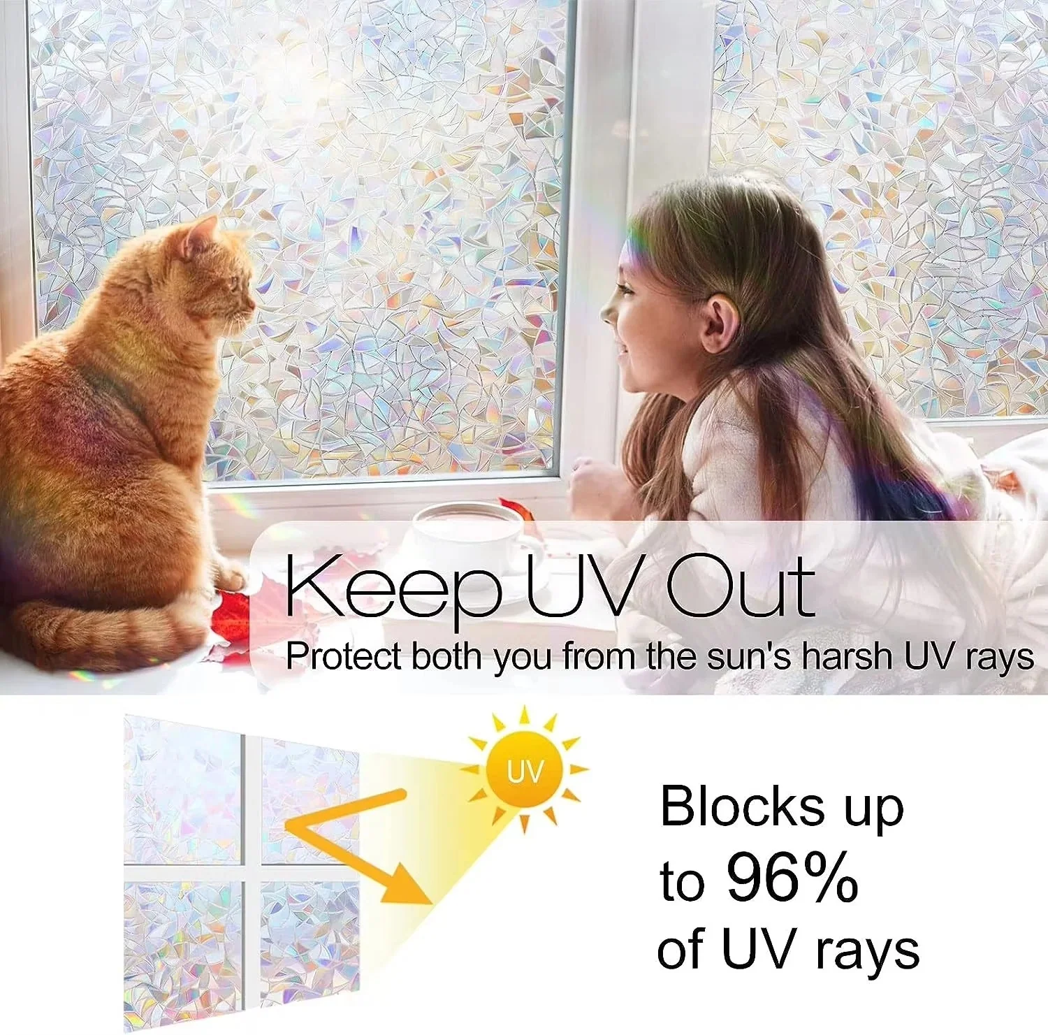 Rainbow Style Static Cling Window Film with Rainbow Design - Image 6