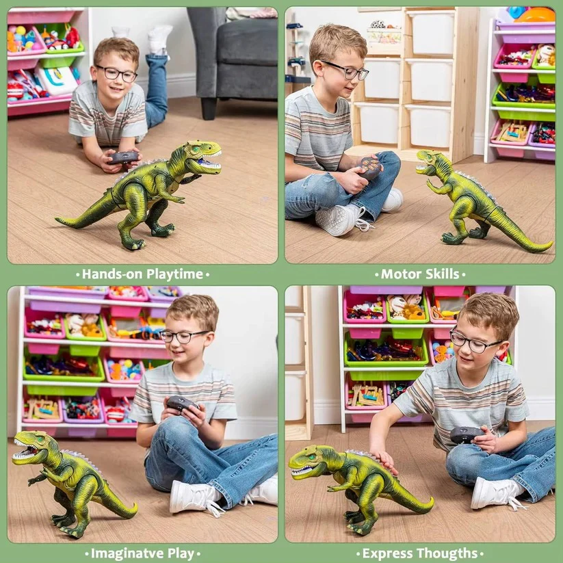 RC T-Rex Dinosaur Toy with Mist Spray, Roaring Sounds and LED Lights - Image 5