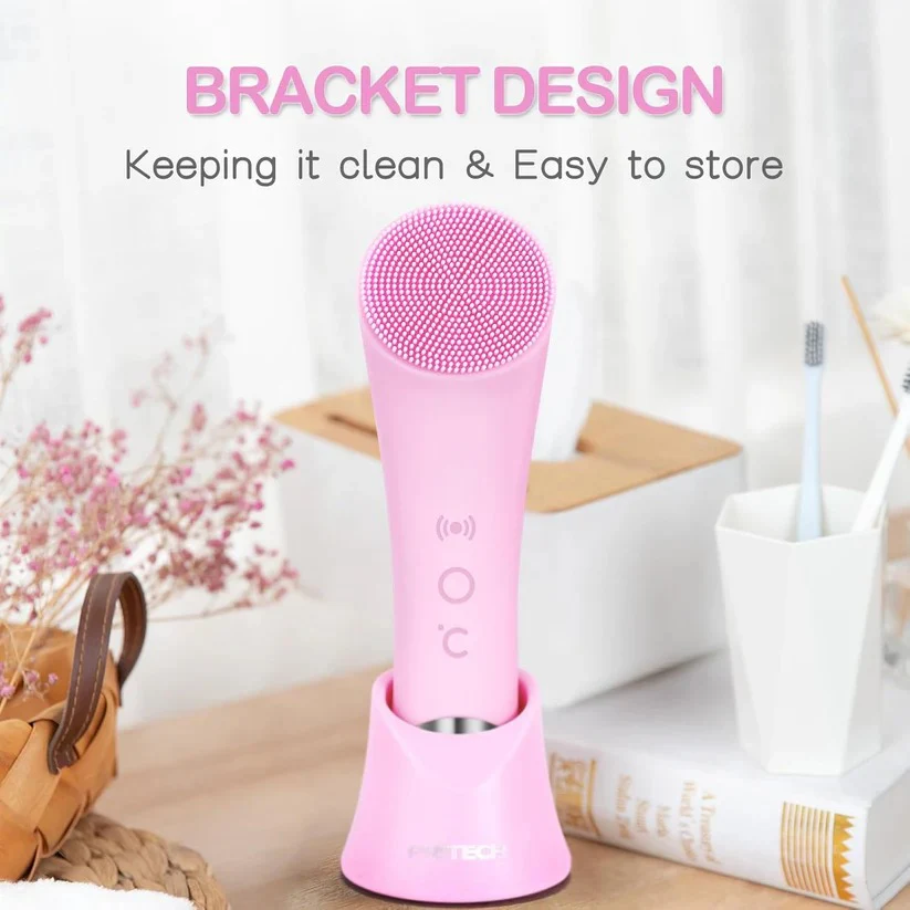 Rechargeable Silicone Face Scrubber with Heated Massage and Vibrating Exfoliation - Image 5