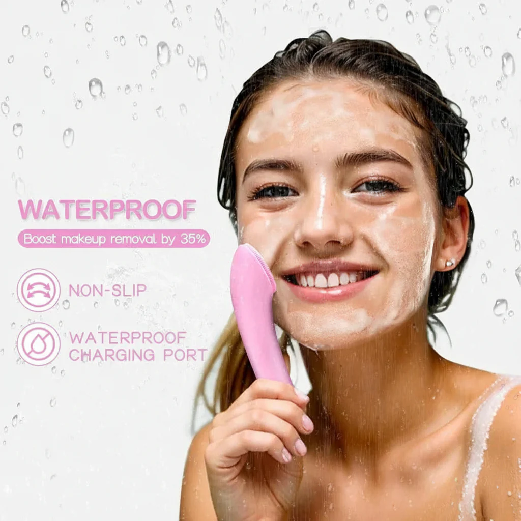 Rechargeable Silicone Face Scrubber with Heated Massage and Vibrating Exfoliation - Image 7
