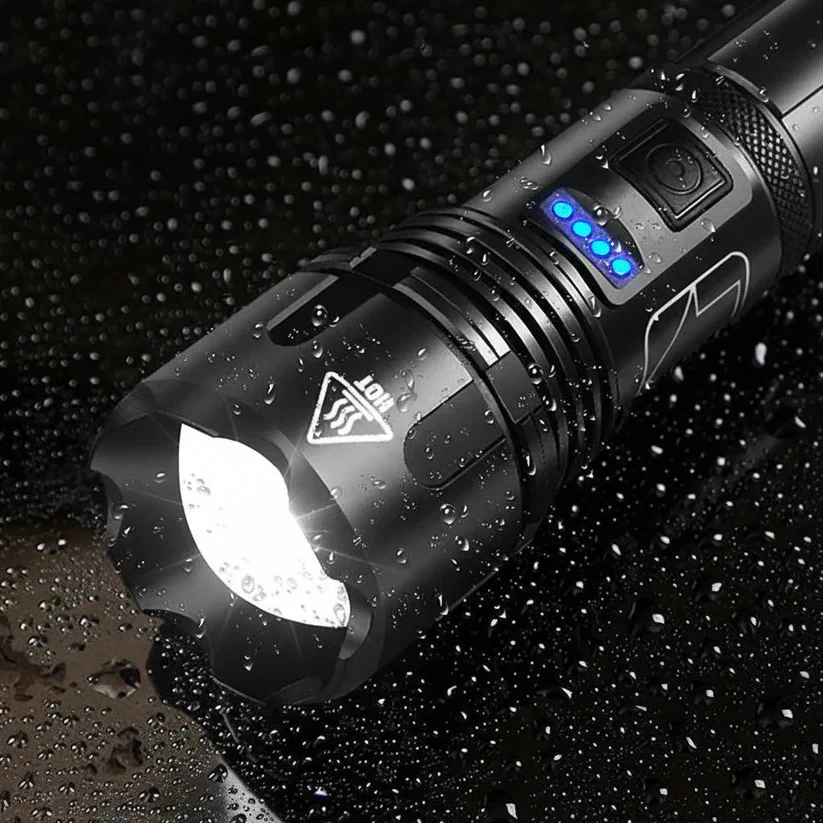 USB Rechargeable Aluminum Flashlight with Battery Indicator - Image 3
