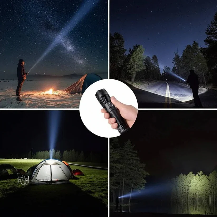 USB Rechargeable Aluminum Flashlight with Battery Indicator - Image 4