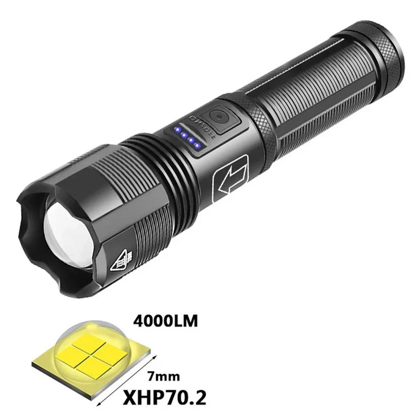USB Rechargeable Aluminum Flashlight with Battery Indicator - Image 6