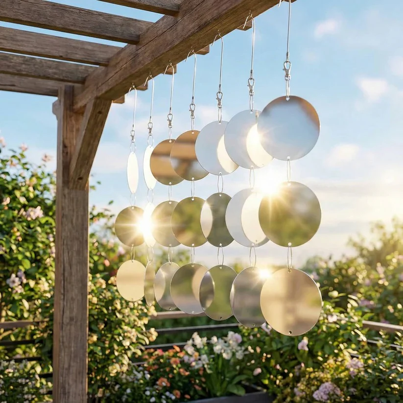 Reflective Bird Deterrent Spinner with Hanging Tape for Outdoor Use - Image 2