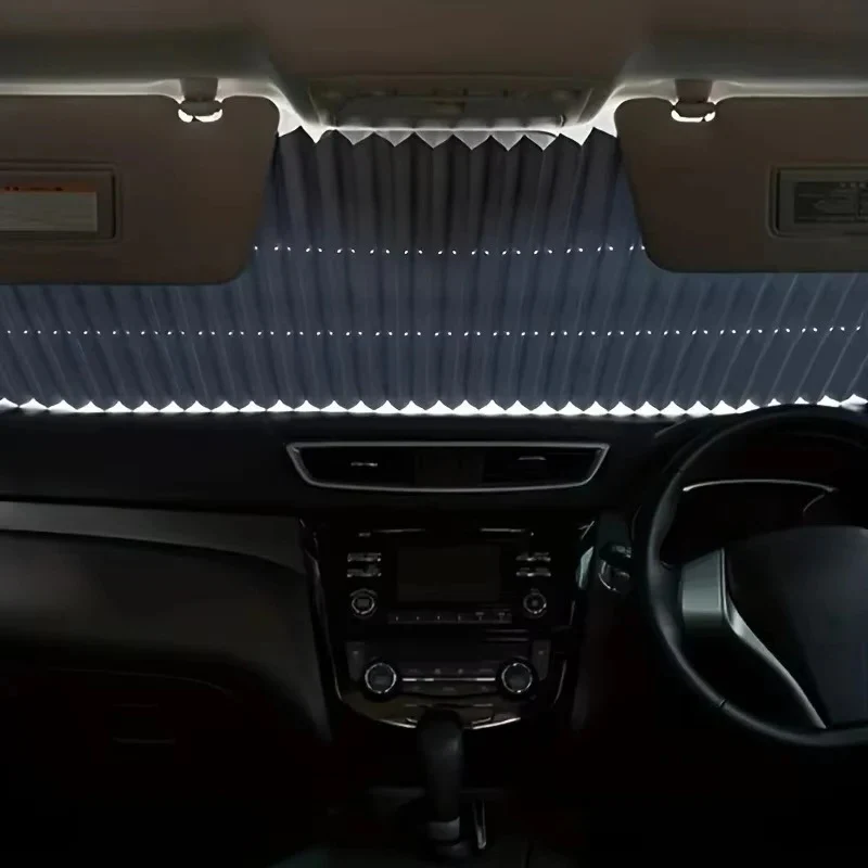 Retractable Car Windshield Sunshade Curtain Set for Front and Rear Windshields - Image 6