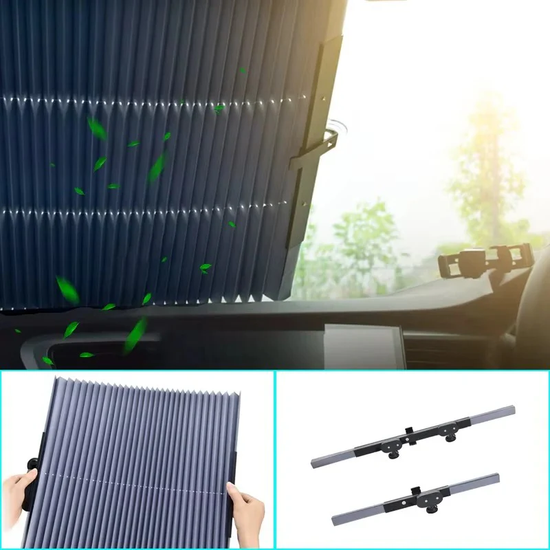 Retractable Car Windshield Sunshade Curtain Set for Front and Rear Windshields - Image 7