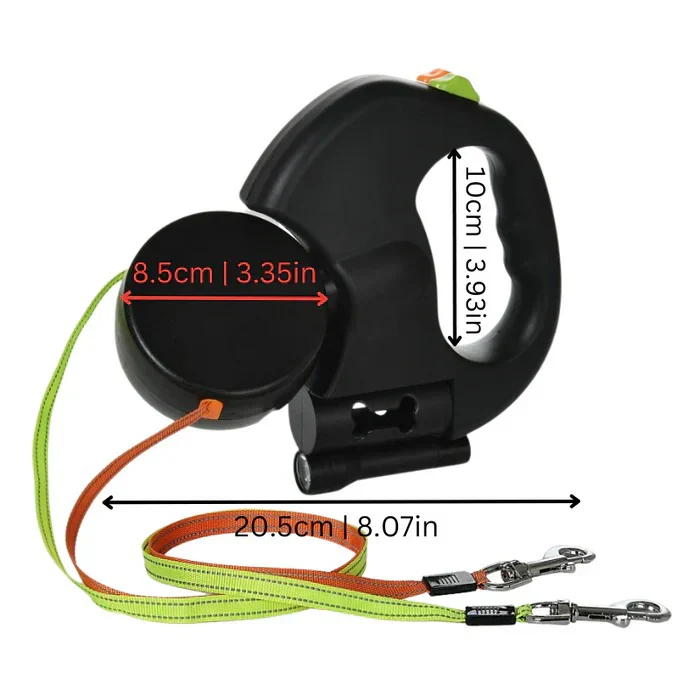 Retractable Dual Dog Leash With Swivel Hook and LED Light - Image 4