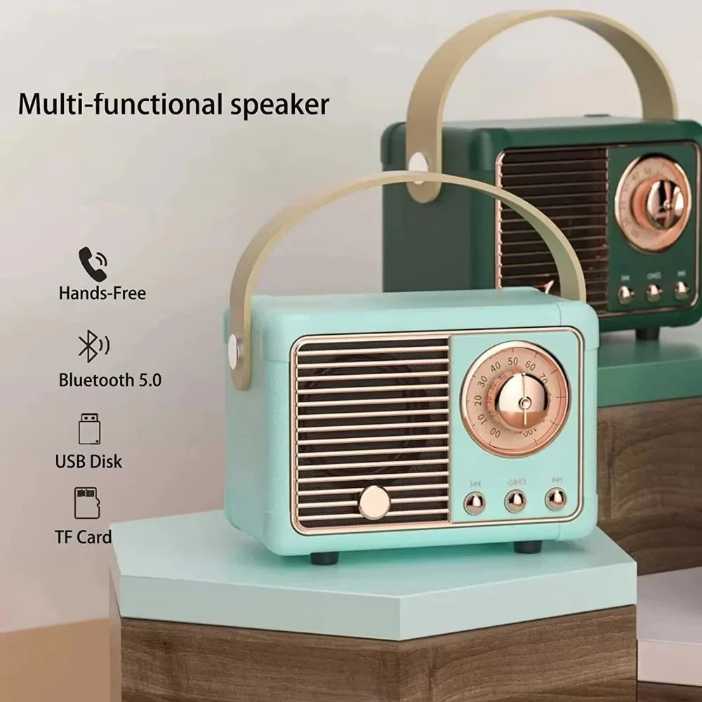Retro Bluetooth Speaker with Subwoofer and 5.3 Wireless Connectivity for Home Decor - Image 6