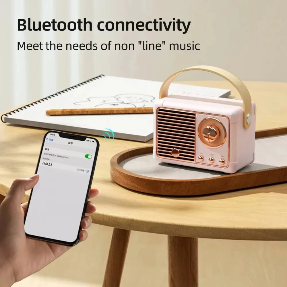 Retro Bluetooth Speaker with Subwoofer and 5.3 Wireless Connectivity for Home Decor - Image 9
