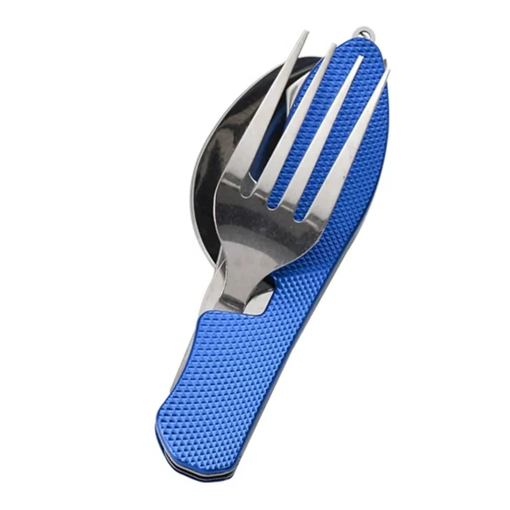 Reusable 4-in-1 Compact Utensil Set for Camping Fork Spoon Knife and Opener - Image 2